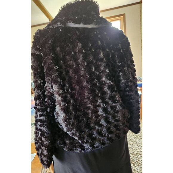 O14 Cajon Accessories Black Dressy Teddy Faux Fur Jacket - Picture 6 of 9